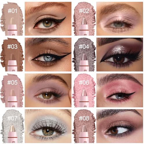 GADMLURY 8-Piece Pink Eyeshadow Stick Set with Blender Brush
