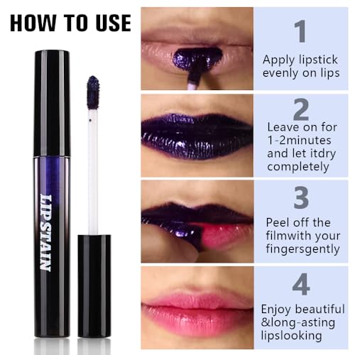 CAKAILA 3Pcs Peel Off Lip Stain Tints Waterproof Matte Lip Gloss for All-Day Wear