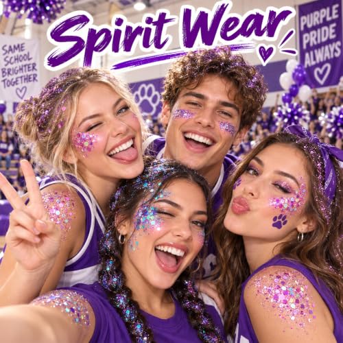 Purple Face Glitter Gel - Mermaid, Rave & Festival Makeup, 40g - Paminify