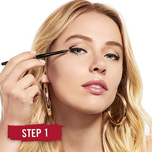 Black Waterproof Eyeliner Pencil - Highly Pigmented, Long-Wear, Built-In Smudger - 1 Count