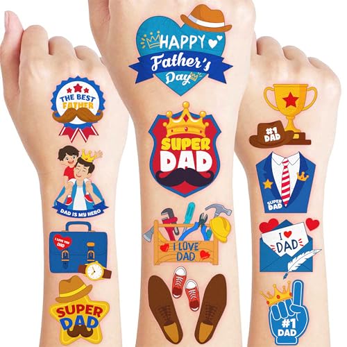96 PCS Father's Day Temporary Tattoos for Kids | Dad Theme