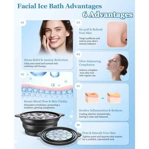 Face Ice Bath Bowl - Silicone Foldable Facial Ice Therapy Basin with Built-in Ice Tray, Cold Plunge Bowl for Skin Tightening, Puffiness Relief & Glowing Skin, Idea for Home & Travel