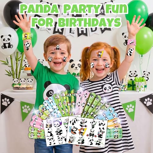 Panda Party Favor Set - 24 Temp Tattoos & 24 Slap Bracelets