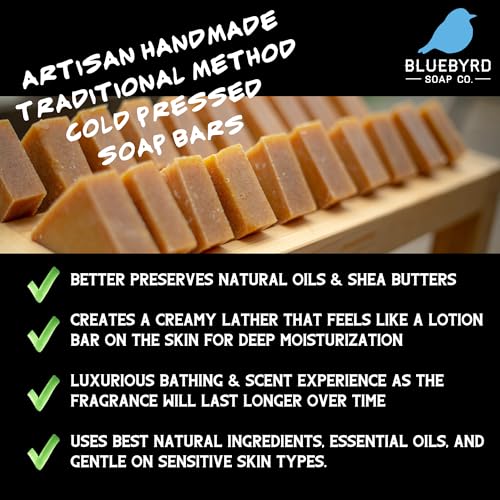Bluebyrd Soap Co. Organic Shea Butter Bar Soap | Artisanal Natural Soap Bar for Super Soft Moisturized Skin | Raw Shea Butter Face & Body Wash Bar for Dull Dry Skin (Shea Butter, BAR)