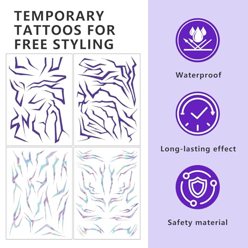 Purple Ombre Temporary Tattoos – 4 Pack Waterproof Body Art