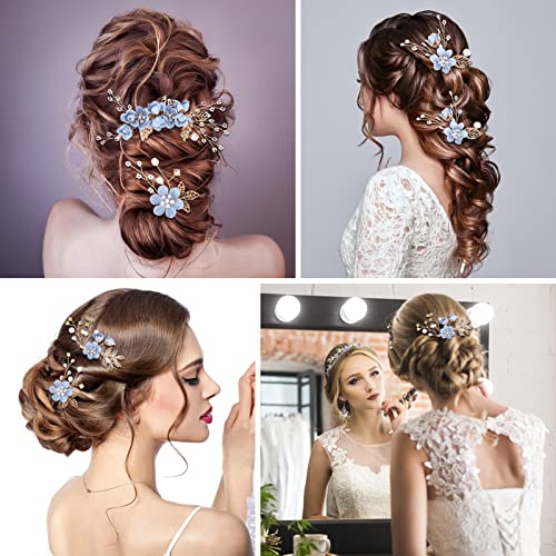 5 Pack Wedding Hair Comb Set with Crystal & Pearl Accessories