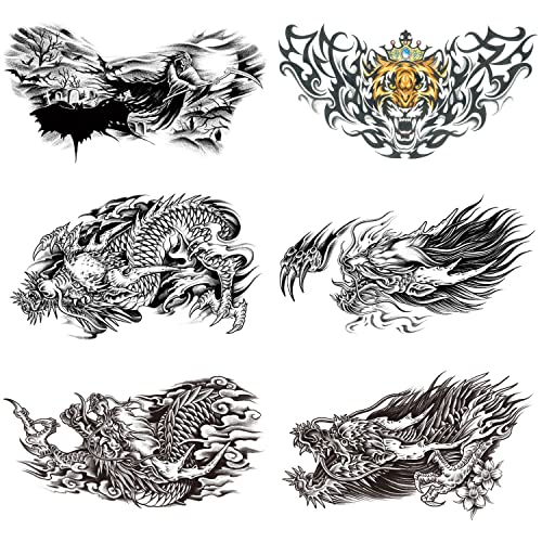 Dragon Temporary Tattoo 6-Pack - Realistic Large Stickers
