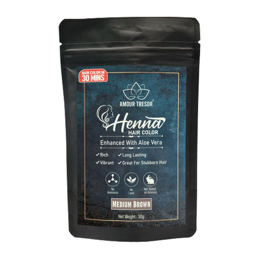 Amour Tresor 30 Minute Henna Hair Color Infused with Goodness of Herbs. Ammonia Free Hair Dye (Pack Of 1, Medium Brown)