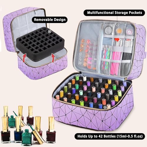 Nail Polish Organizer Bag - Holds 84 Bottles & UV Lamp