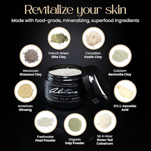 Alitura Clay Face Mask ? Exfoliating, Hydrating & Anti-Aging Facial Mask with Vitamin C & Pearl Powder ? Pore Cleansing Face Mask for Acne, Blackheads & Glowing Skin ? 7.1 oz