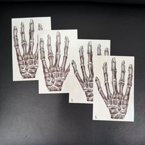 Skeleton Hand Temporary Tattoos - 4 Pairs, Waterproof