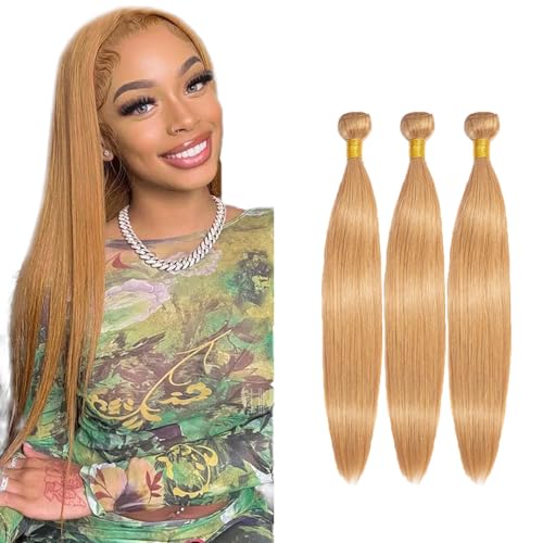 #27 Honey Blonde Straight Hair Bundles 30 30 30 Inch