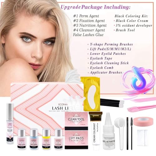 ECOFAN Lash Lift and Color Kit - DIY Perm for Fuller, Brown Lashes