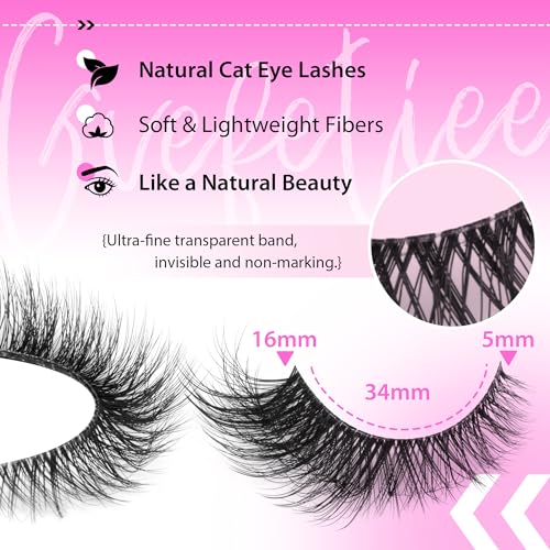 Wispy Fox Eye Lashes - Faux Mink Clear Band (8 Pairs)