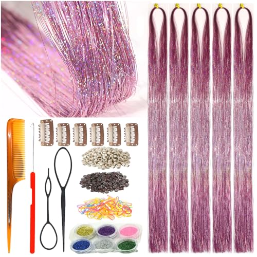 CelineBella Bubblegum Pink Hair Tinsel 48" - 1250 Strands