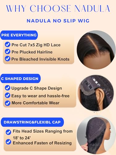 Nadula Short Layered Yaki Bob Wig 10" Human Hair 180% Density