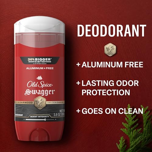 Old Spice Aluminum Free Deodorant, 24/7 Odor Protection, Swagger Scent, 3.8 oz (Pack of 3)