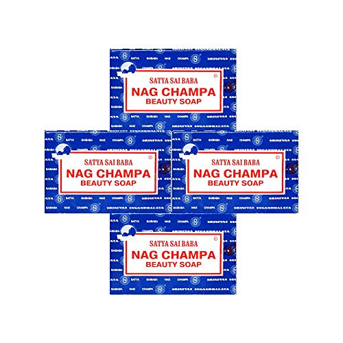 Satya Nag Champa: Sai Baba Natural Soap, Large, 150 g, 5 oz, 4 Piece