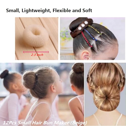 Hair Bun Maker Set 12 Pcs Donut Tool for Kids Girls Women