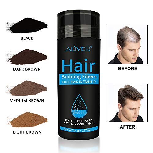 Black Hair Fibers for Thinning Hair - Instant Volume Keratin Powder