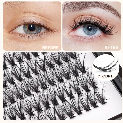 Bodermincer 10D/20D/30D/40D/50D/60D/80D 240 Clusters Lashes C/D Curl 10-12-14-16mm MIX/14-16-18-20mm MIX Fluffy Single Cluster False Lashes Premade Volume Fans (30D-14MM, D Curl)