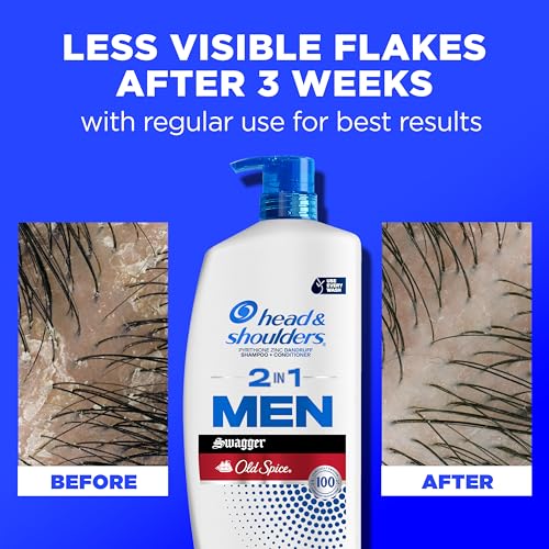 Head & Shoulders Mens Anti-Dandruff Shampoo and Conditioner with 1% Pyrithione Zinc, Old Spice Swagger Men's 2-in-1 Twin Pack, Shampoo for Men, 31.4 fl oz Each