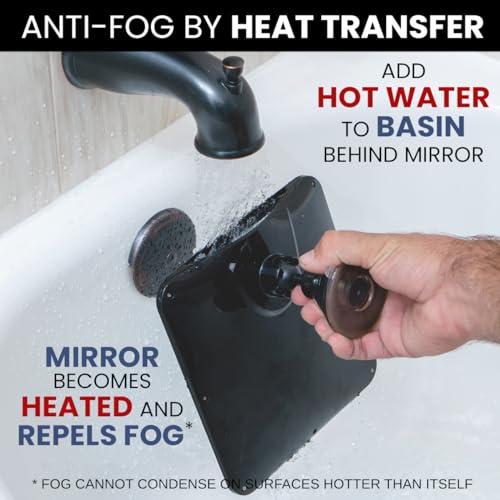 Mirrorvana Dual Anti Fog Shower Mirror 8x7 Black