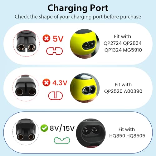 15V Charger Cord Compatible with Philips Norelco HQ8505 3000 5000 6000 7000 9000 Series (Older Model) Multigroom MG5750 MG7750 MG7770 MG7790 Electric Shaver Razor Trimmer Adapter Charging Cord