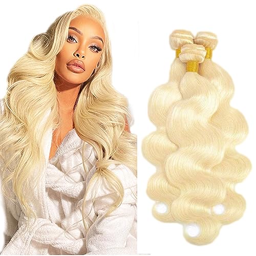 613 Blonde Body Wave Human Hair Bundles - Unprocessed Brazilian 28-32 Inch