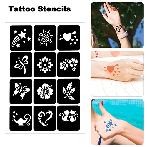 Qpout 16 Sheets Henna Tattoo Stencils Kit - 180 Designs