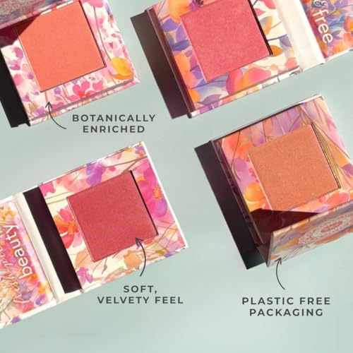 Honeybee Gardens Wildflower Blooming Blush, Vegan Pressed Powder, 0.14oz