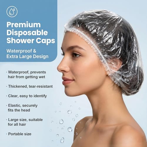 MAQIHAN 100 Large Disposable Shower Caps - Waterproof Hair Caps