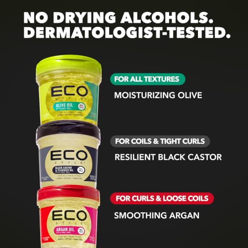 Eco Style Black Castor & Flaxseed Oil Styling Gel 8 oz - Nourish, Shine, & Strong Hold