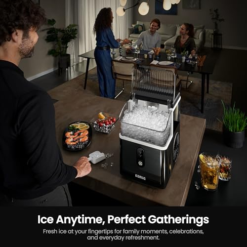 Kismile Portable Nugget Ice Maker - 35lbs/Day, Self-Cleaning