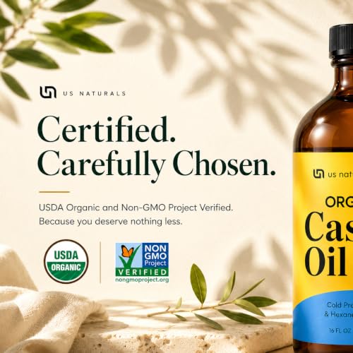 Us Naturals Organic Castor Oil 16 oz - Cold Pressed