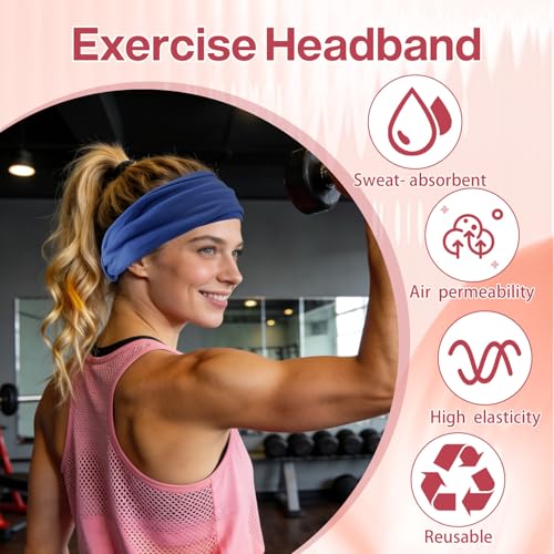 Wide Elastic Headbands for Women - Non-Slip, Stretchy & Thick for Workout & Daily Wear