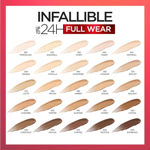 L'Oreal Paris Makeup Infallible Full Wear Waterproof Matte Concealer, Full Coverage, Walnut, 0.33 fl. oz.