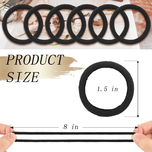 KANPRINCESS Black Cotton Hair Ties - 100PCS No Damage Ponytail Holders