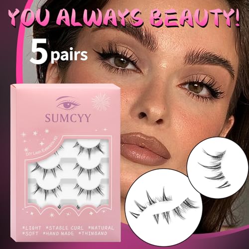 5 Pairs 5D Wispy Cat Eye False Eyelashes with Thin Stem