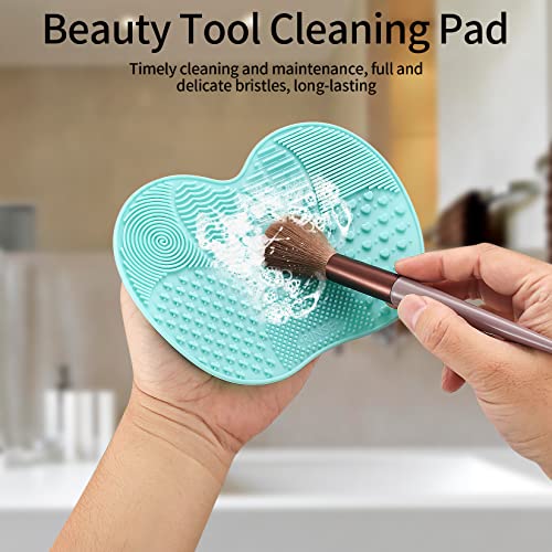 Silicone Makeup Brush Cleaning Mats - 2 Pcs Eco-Friendly Wash Pads in Green & Purple