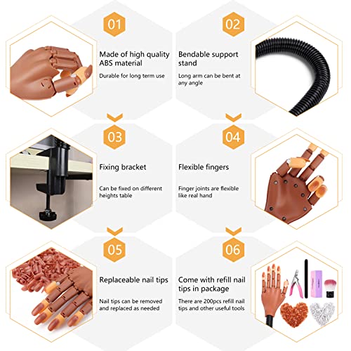 Acrylic Nail Practice Hand with 300 Nail Tips & Tools