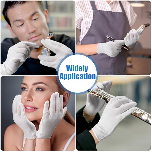 Funtery White Cotton Gloves Bulk 240 Pcs (120 Pairs) for Inspection & Dry Hands