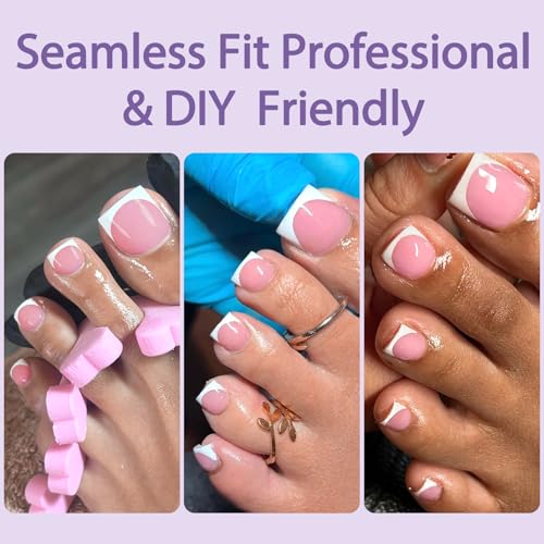 AddFavor 160pcs French Tip Press On Toenails - Glossy Pink