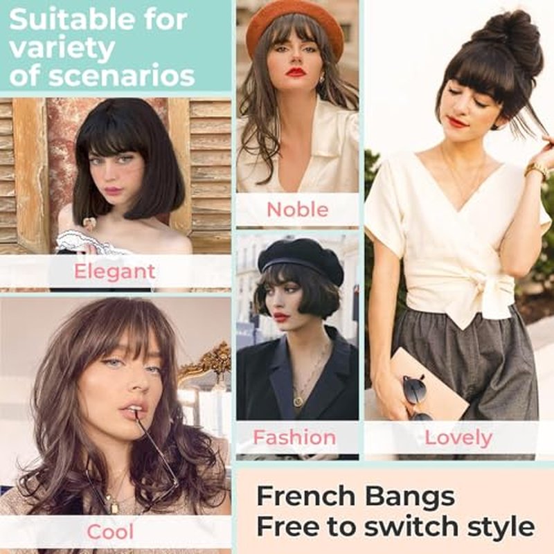 Clip-In French Bangs for Women - Light Blonde Synthetic Hair Extensions