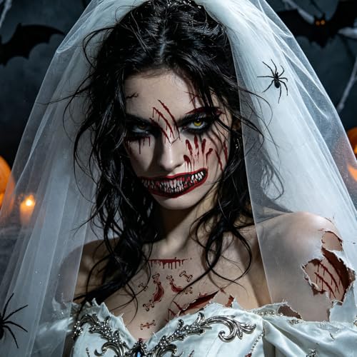 Halloween Wound Tattoos - 12 Sheets Fake Scars Waterproof