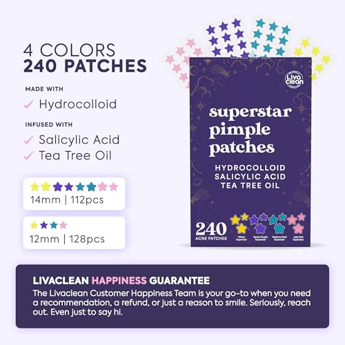 LivaClean 240ct Star Pimple Patches - Hydrocolloid Acne Stickers