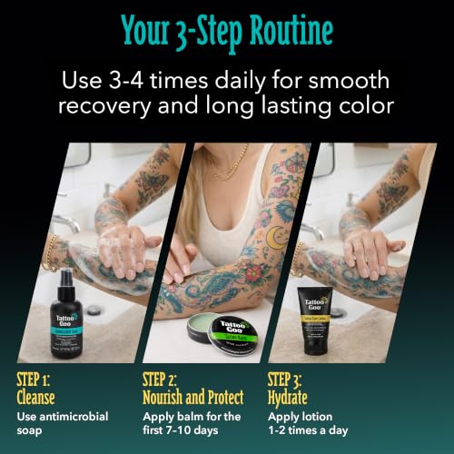Tattoo Goo Aftercare Kit - 3 Piece Set with Soap, Balm & Lotion
