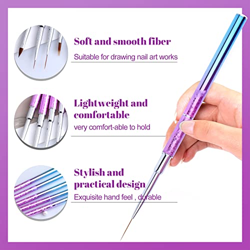 Nail Art Brushes Set, YIHUALE 5PCS Nail Art Design Pen Painting Tools Nail Liner Brush for Home DIY Manicure and Professional Nail Salon (5PCS Double-Ended Multicolor)