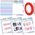Qenk 201PCS Holographic Nail Storage & Packaging Bags Set