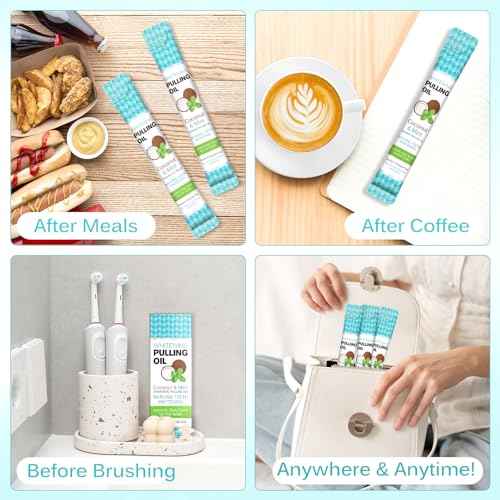 Coconut Pulling Oil, Oil Pulling Travel Sachets 20Pcs, Mint Oil Pulling Mouthwash for Teeth Travel Sizes, Natural Coconut Oil Pulling with Coconut & Peppermint Oil-Mouthwash
